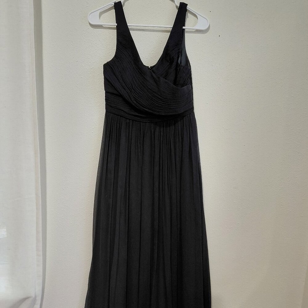 J Crew Black Silk Chiffon Maxi Dress Sleeveless 6P Formal Bridal Wedding Prom
